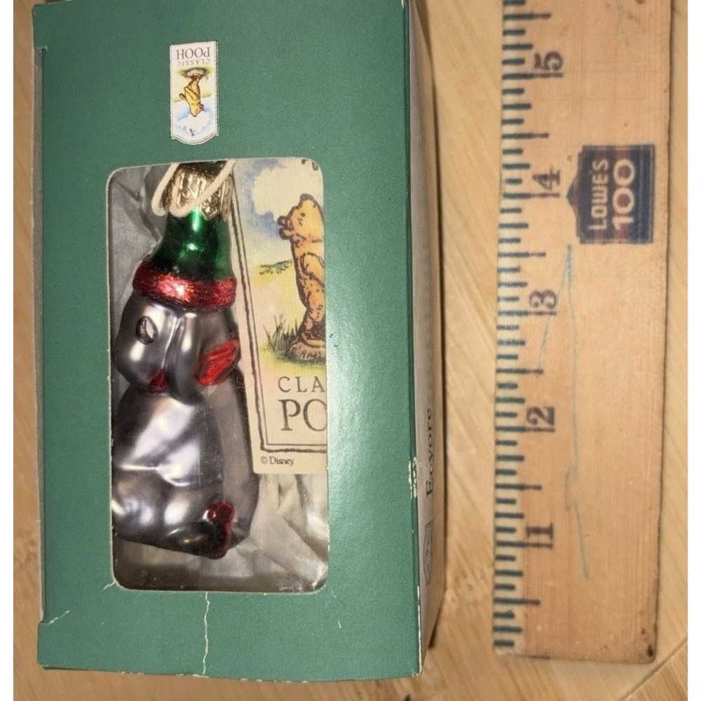 Disney  WINNIE‎ THE POOH Midwest Eeyore Blown Glass Christmas Ornament w/ Box
